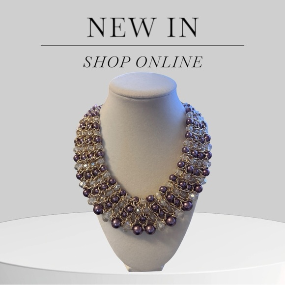 Jewelry - Elegant Purple Pearl and Beaded Gold Necklace